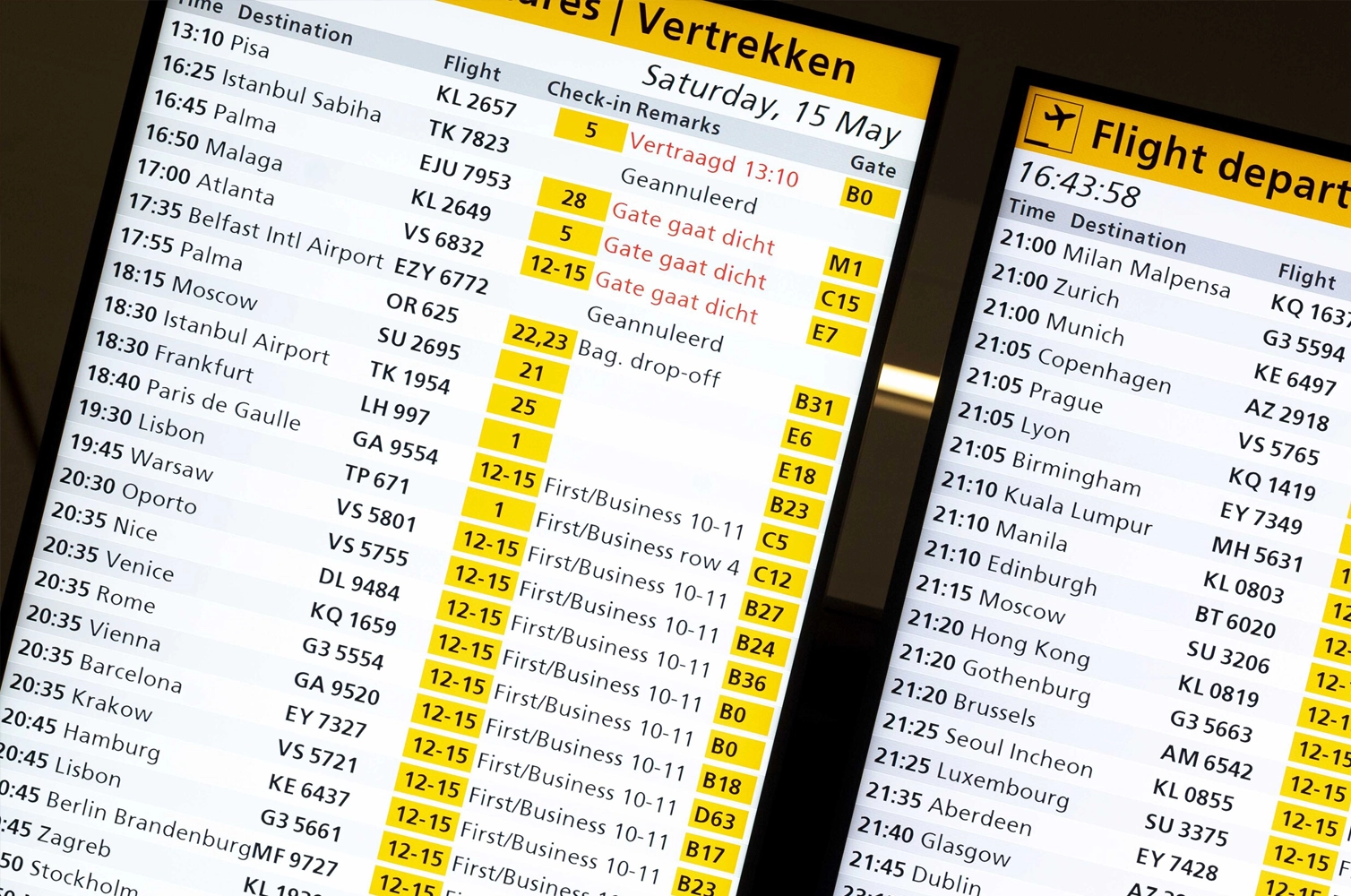 Private car waiting for pickup outside Amsterdam Schiphol Airport terminal