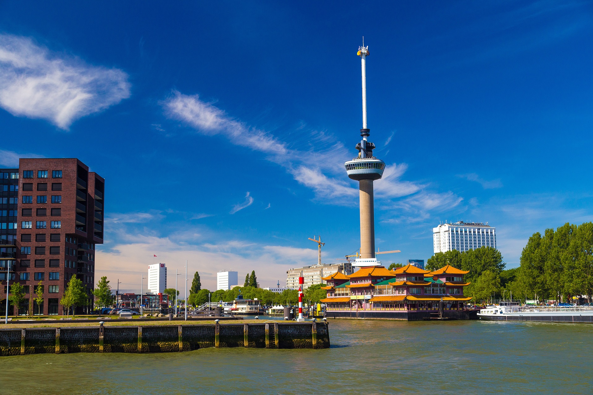 Euromast observation tower overlooking Rotterdam during a private tour